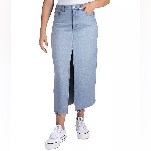 NWT indigo rein women 5-Pocket Maxi Denim Skirt. Light jeans size 13 - Picture 2 of 7